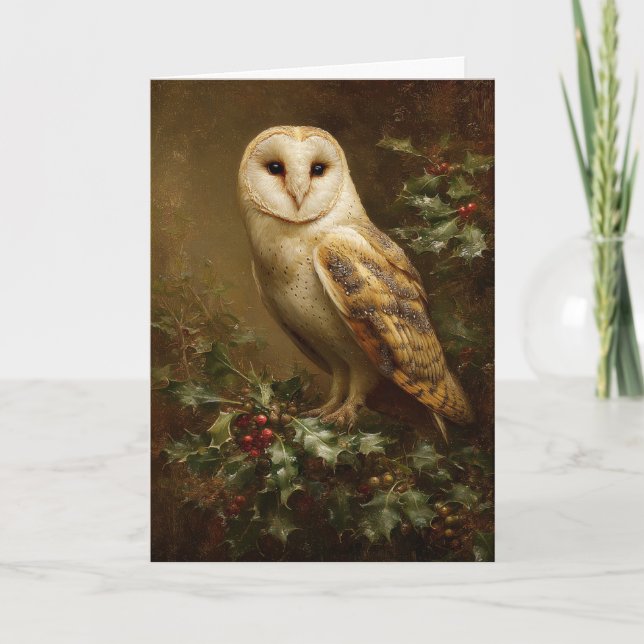 Cartão De Festividades Barn Own Christmas (Frente)