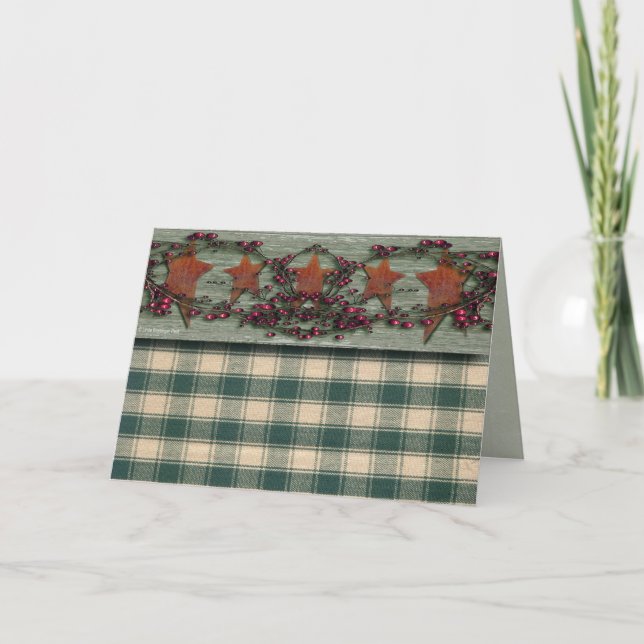 Cartão De Festividades Barnboards oxidou verde das estrelas (Frente)