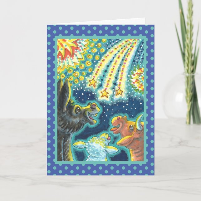 CARTÃO DE FESTIVIDADES BARNYARD FARM ANIMAIS EM QUARTO DE JULHO, FANTÁSTI (Frente)