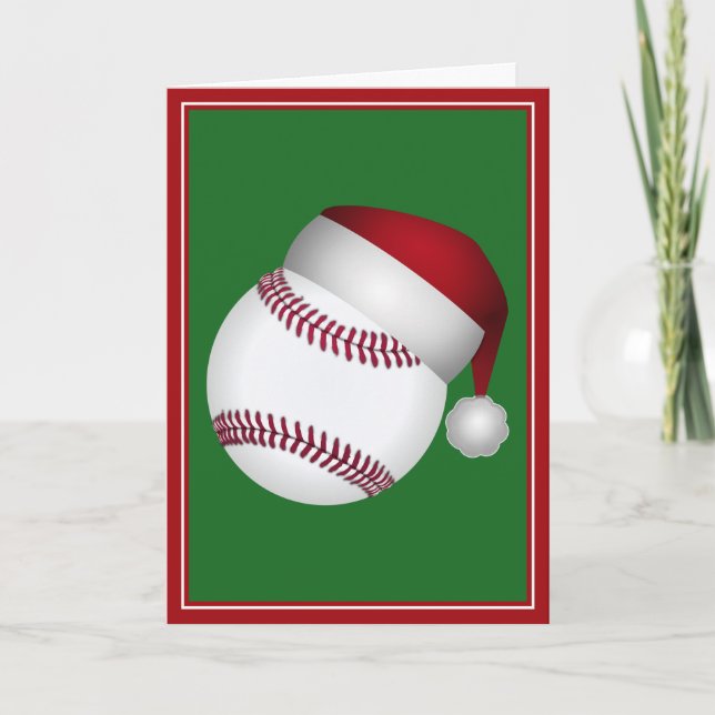 Cartão De Festividades Baseball de Natal (Frente)