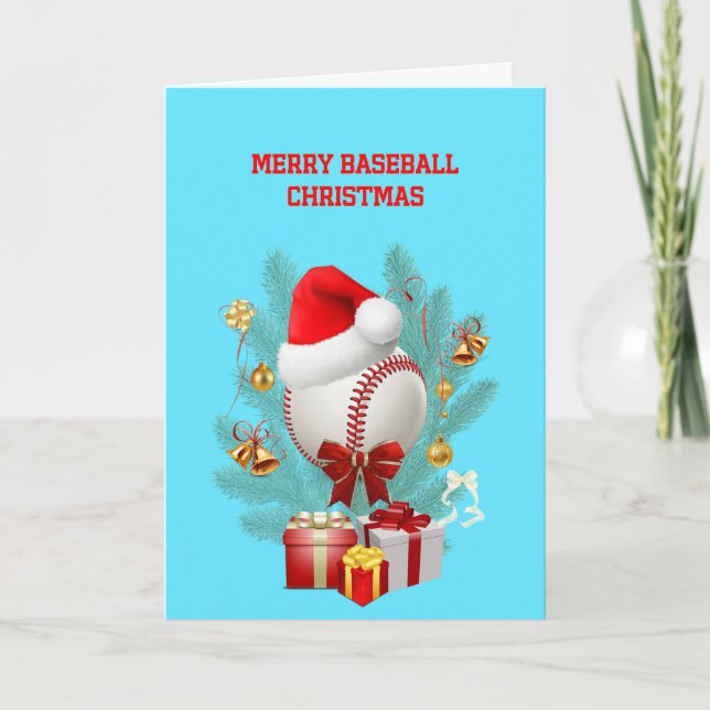 Cartão De Festividades Baseball de Natal (Frente)