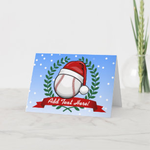 Cartão De Festividades Basebol com um chapéu do papai noel do estilo do