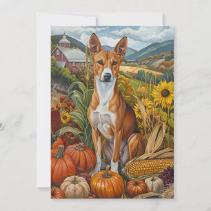 Cartão De Festividades Basenji Dog Autumn Harvest Ação de Graças