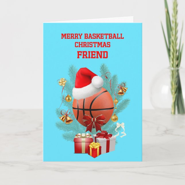 Cartão De Festividades Basquete de Natal Amigo (Frente)
