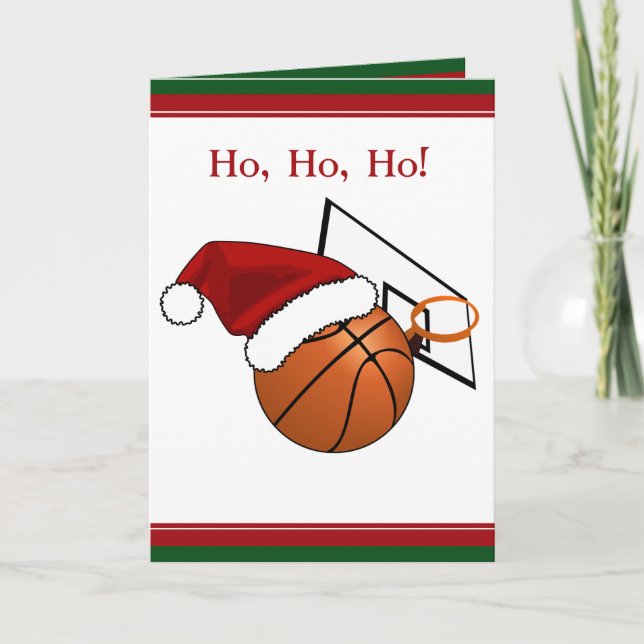 Cartão De Festividades Basquete e Natal Hoop (Frente)