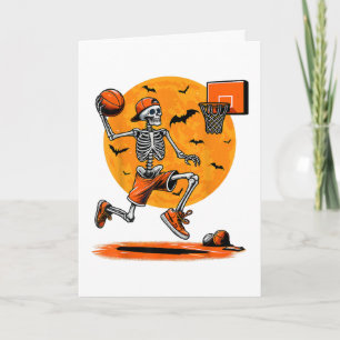 Cartão De Festividades Basquete Esqueleto Assustador Halloween