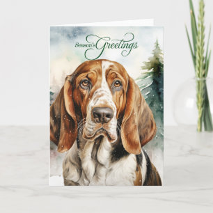 Cartão De Festividades Basset Hound Dog Woodland Natal