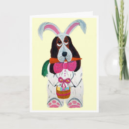 Cartão De Festividades Basset Hound Easter Bunny