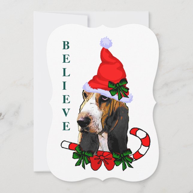 Cartão De Festividades Basset Hound Natal (Frente)