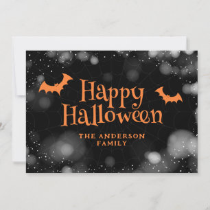 Cartão De Festividades Bats and Spiders Happy Halloween Card