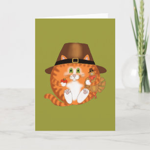 Cartão De Festividades Bauble Cat Ação de Graças