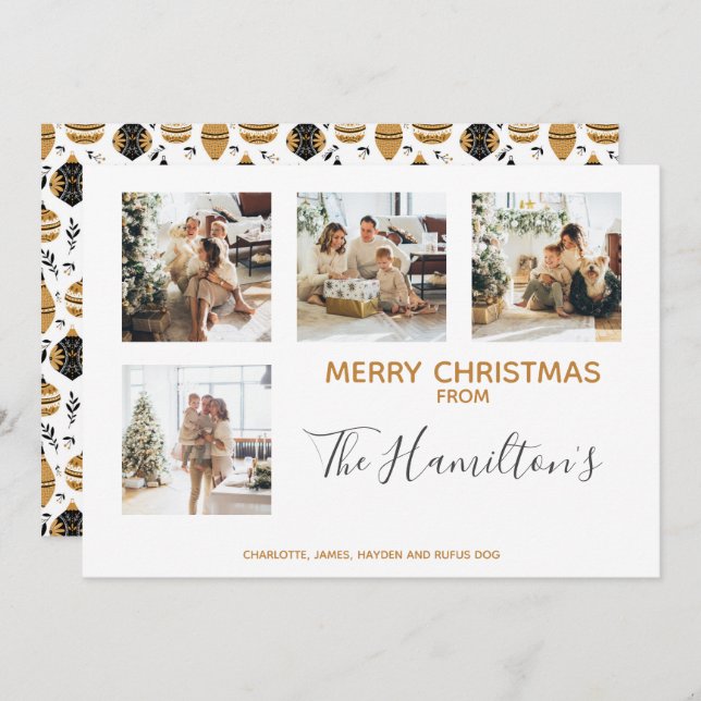 Cartão De Festividades Bauble Standard 4 Foto Personalizada (Frente/Verso)