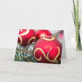 Cartão De Festividades Baubles de natal vermelho.jpg