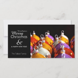 Cartão De Festividades Baubles Personalised Saudação Foto C