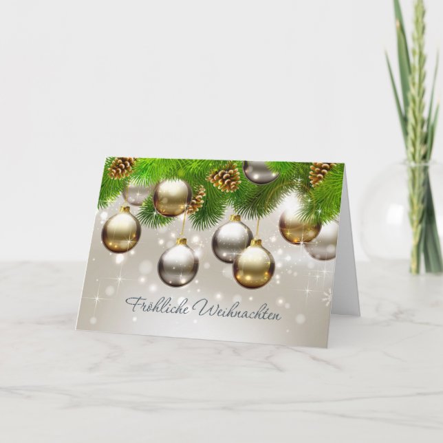 Cartão De Festividades Baubles, pinho, Natal do alemão dos cones (Frente)