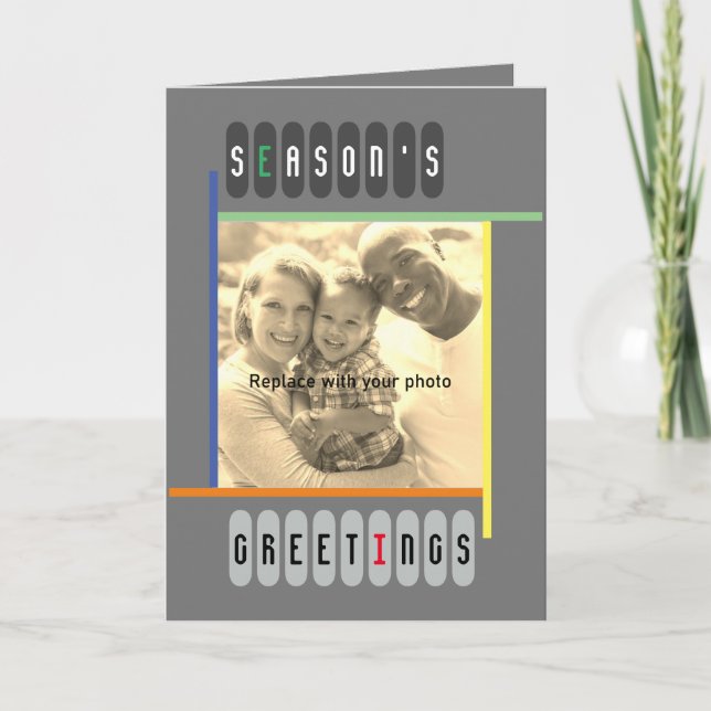 Cartão De Festividades Bauhaus Style Retro Modern Artsy Natal (Frente)