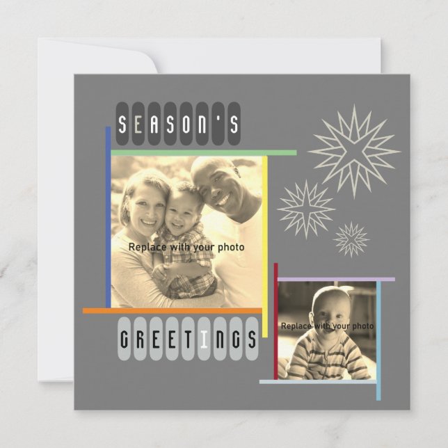 Cartão De Festividades Bauhaus Style Retro Modern Artsy Natal (Frente)