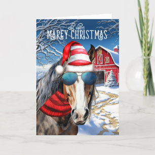 Cartão De Festividades Bay Draft Horse Engraçado MAREy Natal