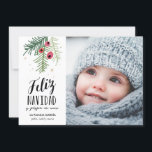 Cartão De Festividades Bayas Rojas | Feliz Navidad<br><div class="desc">Dibujados do ilustración do una do engodo do moderno de Diseño um tipografía do mano y</div>