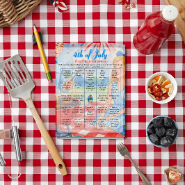 Cartão De Festividades BBQ Cookout 4th of July Bingo  game card