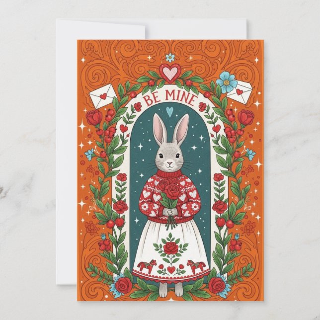 Cartão De Festividades Be Mine Bunny Valentine Card (Frente)