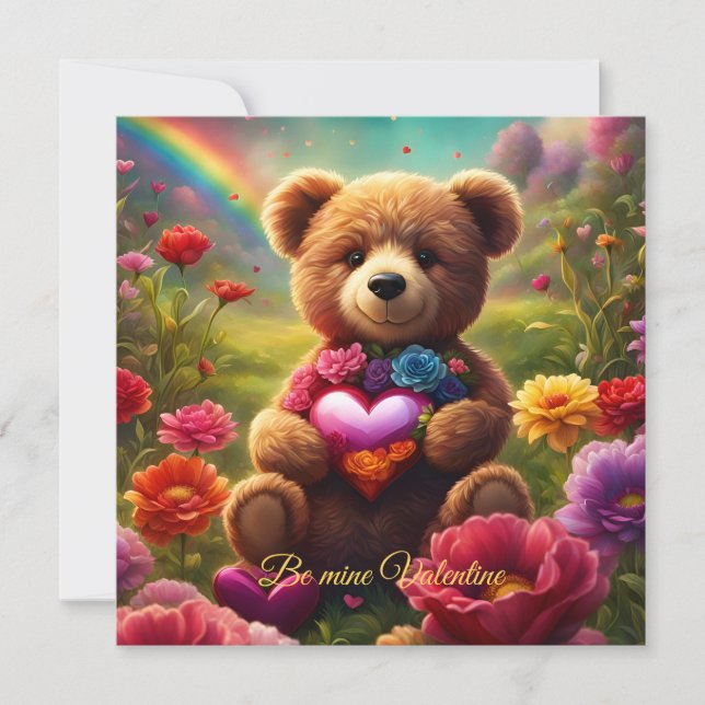 Cartão De Festividades Be mine Valentine Teddy 1 (Frente)