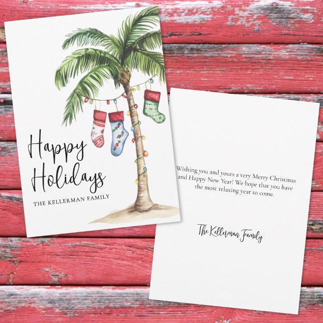 Cartão De Festividades Beach Christmas Happy (Tropical Beach Christmas Happy Holidays Holiday Card)