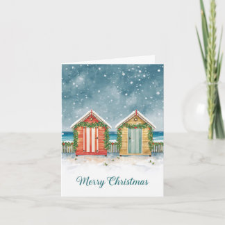 Cartão De Festividades Beach Huts Christmas Card