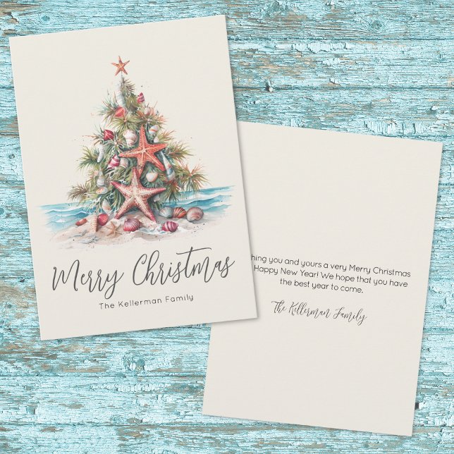Cartão De Festividades Beach Merry Christmas (Beach Merry Christmas Holiday Card)