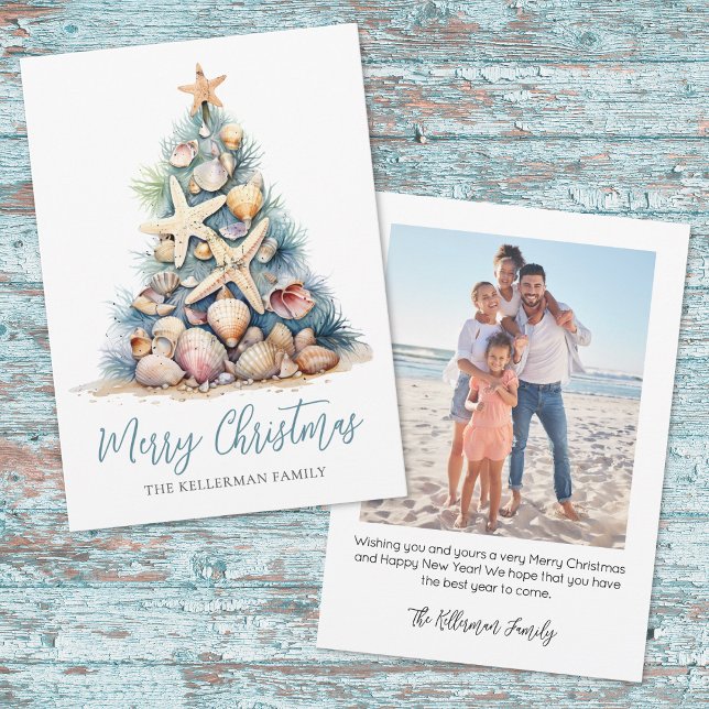 Cartão De Festividades Beach Merry Christmas (Beach Merry Christmas Holiday Card )
