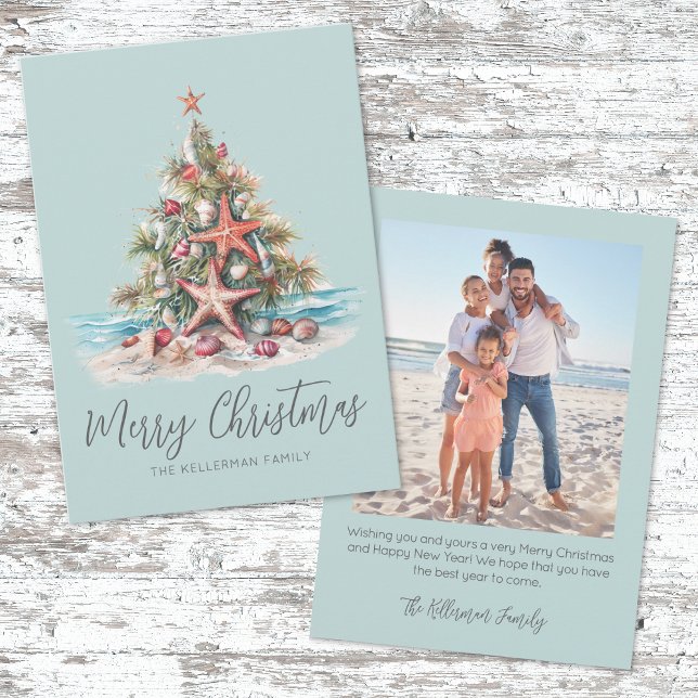 Cartão De Festividades Beach Merry Christmas (Beach Merry Christmas Holiday Card )