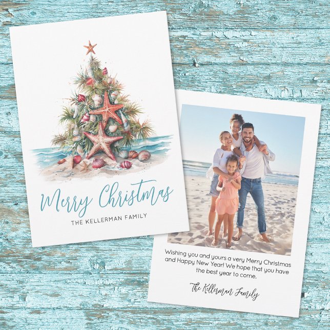 Cartão De Festividades Beach Merry Christmas (Beach Merry Christmas Holiday Card)