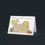 Cartão De Festividades Beach Sandcastle Natal<br><div class="desc">Feliz Natal! Este é um modelo,  então divirta-se com ele. Alterar o texto (é claro) ...  suprimi-lo ...  Verifique a correspondência entre postagem e adesivos...  Obrigado! Espero que seu Natal seja muito especial. Sharon Rhea Ford,  NBCT-Art (www.zazzle.com/sharonrhea*)</div>