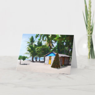 Cartão De Festividades Beach Shack Under the Palms at Christmas
