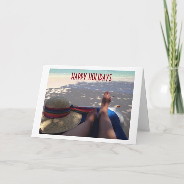 CARTÃO DE FESTIVIDADES BEACHY DESEJA UM FELIZ, QUERIDO, FÉRIAS FELIZES (Frente)