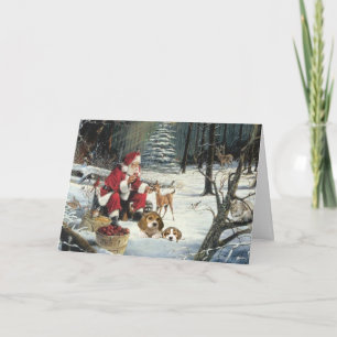 Cartão De Festividades Beagle Christmas Card Santa Woods