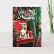 Beagle Christmas Dog Naughn ou Nice