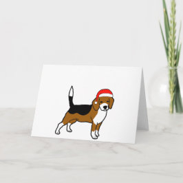 Cartão De Festividades Beagle com chapéu de Papai Noel
