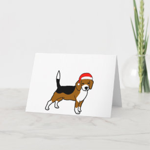 Cartão De Festividades Beagle com chapéu de Papai Noel