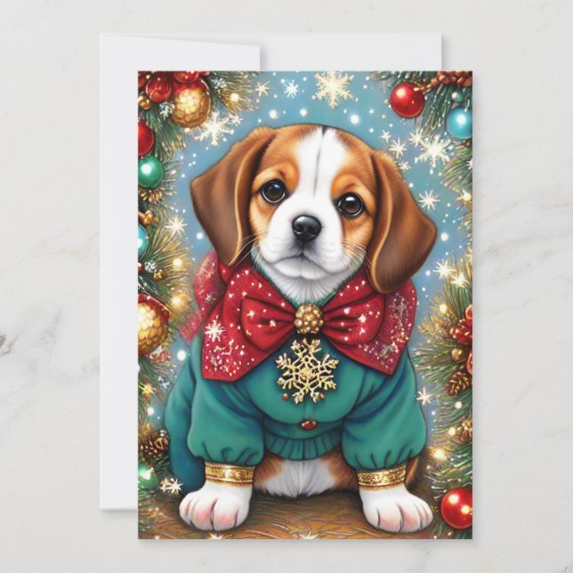 Cartão De Festividades Beagle Dog Festive Christmas Sweater (Frente)