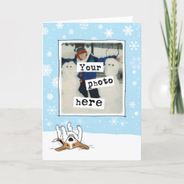 Cartão De Festividades Beagle em Snow Holiday Photo Template Dog Lover