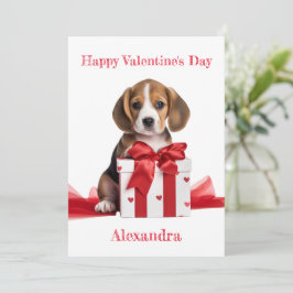 Cartão De Festividades Beagle Personalizado na Caixa com Namorados de Arc