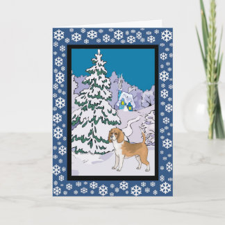 Cartão De Festividades Beagle Snowy Winter