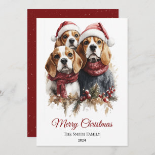 Cartão De Festividades Beagle Watercolor Natal Mínimo