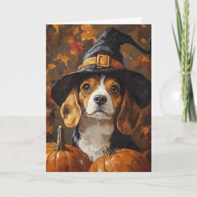 Cartão De Festividades Beagle Witch Halloween (Frente)