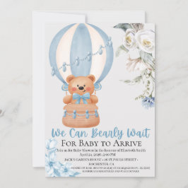 Cartão De Festividades Bearly Wait Hot Air Ballon Baby Shower Invitation