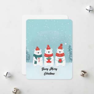 Cartão De Festividades Beary Felry Christmas Polar Bears Acessórios