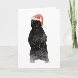 Cartão De Festividades Beary Felry Christmas Watercolor Papai noel Urge