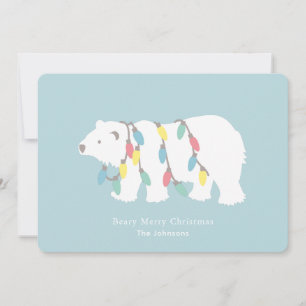 Cartão De Festividades Beary Felry Natal Polar Bear Luzes de Natal
