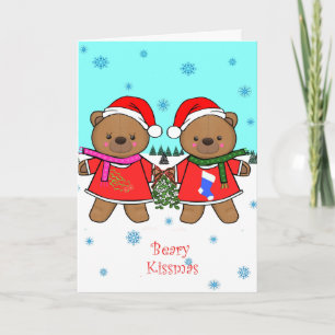 Cartão De Festividades Beary Kissmas Card